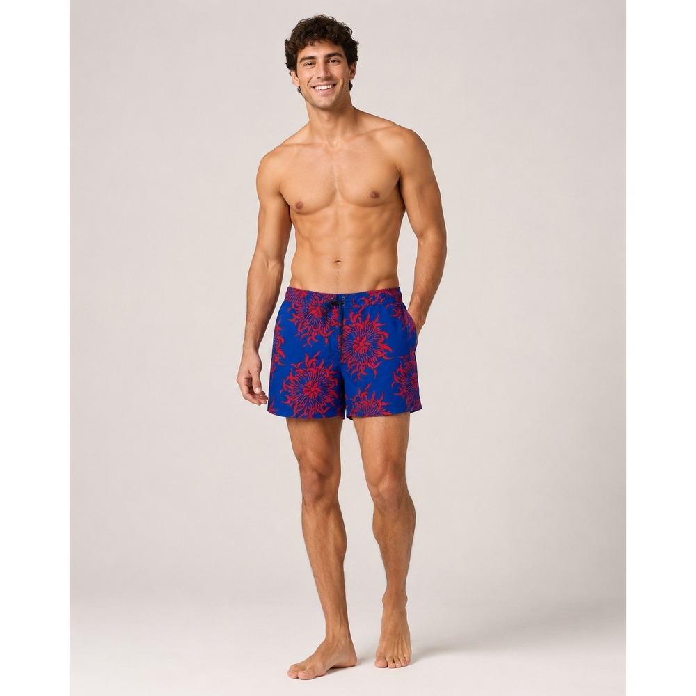 Nautica Swim Trunks Mens XL Blue Red Polyester Mesh Liner Pockets
